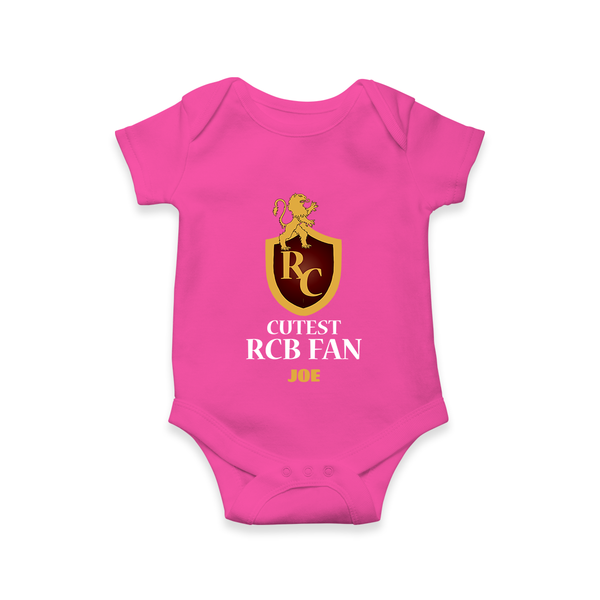 Cutest RCB Fan - Turn Every IPL Moment Into A Style Statement With Our Customized IPL-Themed Romper For Babies With Name - HOT PINK - 0 - 3 Months Old (Chest 16")