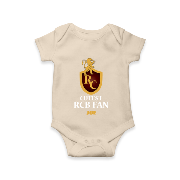Cutest RCB Fan - Turn Every IPL Moment Into A Style Statement With Our Customized IPL-Themed Romper For Babies With Name - IVORY - 0 - 3 Months Old (Chest 16")