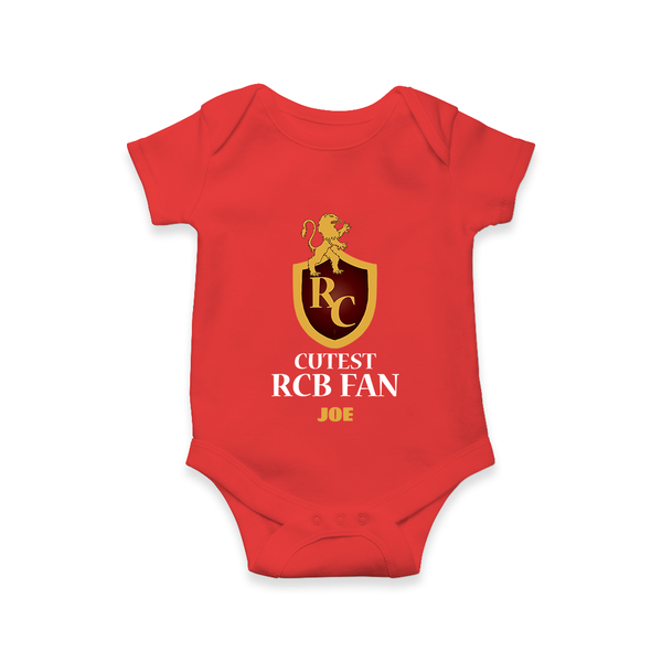 Cutest RCB Fan - Turn Every IPL Moment Into A Style Statement With Our Customized IPL-Themed Romper For Babies With Name - RED - 0 - 3 Months Old (Chest 16")