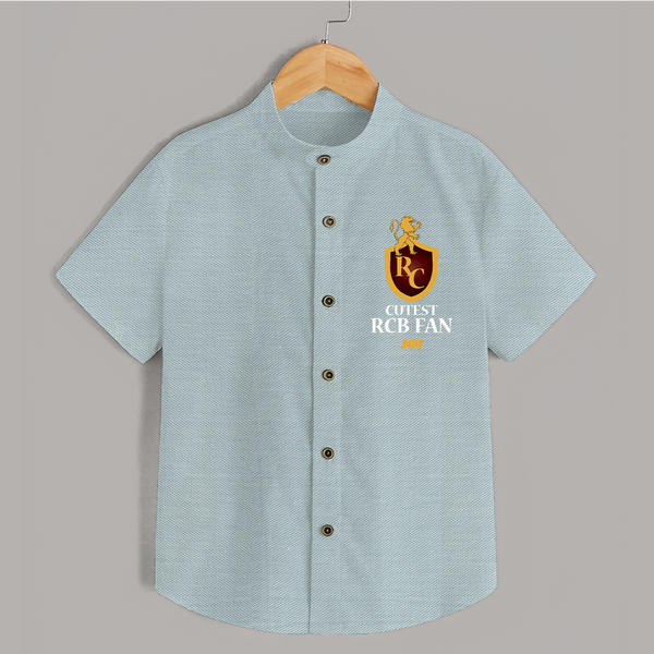 Cutest RCB Fan - Turn Every IPL Moment Into A Style Statement With Our Customized IPL-Themed Shirt For Kids With Name - ARCTIC BLUE - 0 - 6 Months Old (Chest 23")