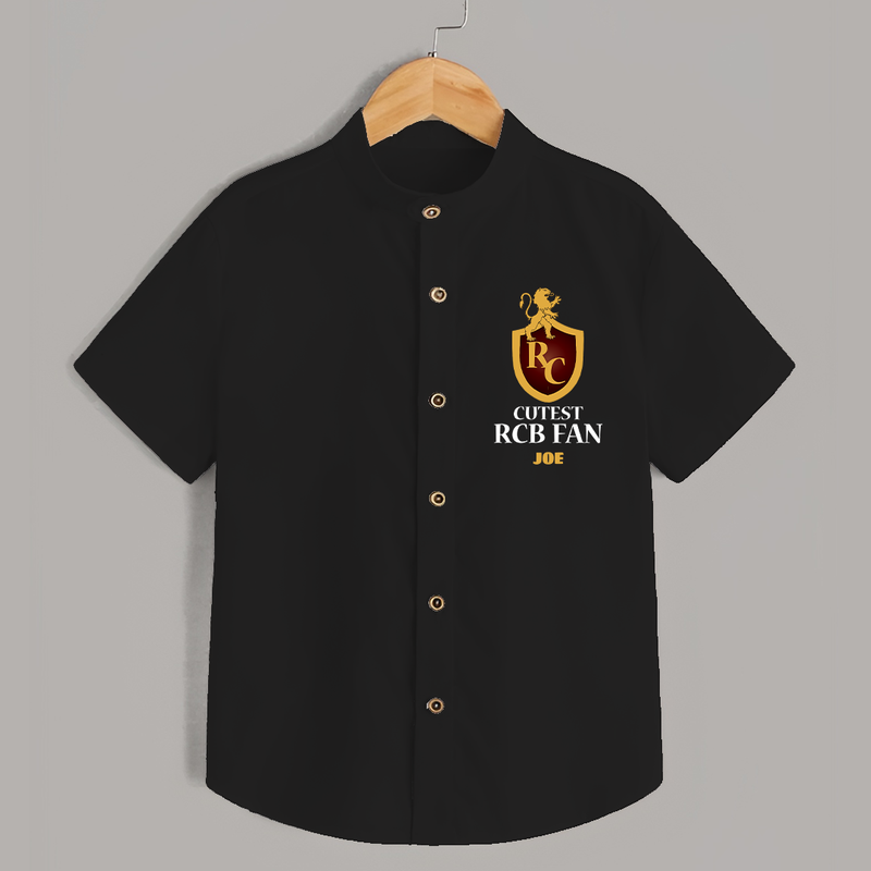 Cutest RCB Fan - Turn Every IPL Moment Into A Style Statement With Our Customized IPL-Themed Shirt For Kids With Name - BLACK - 0 - 6 Months Old (Chest 23")