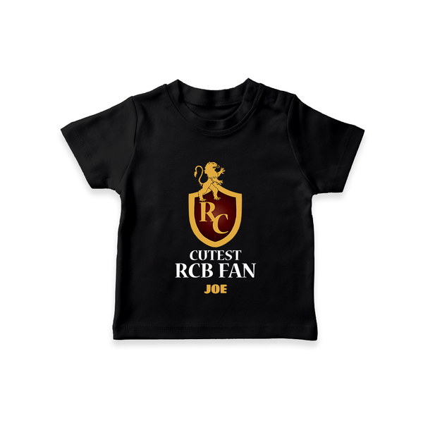 Cutest RCB Fan - Turn Every IPL Moment Into A Style Statement With Our Customized IPL-Themed T-Shirt For Kids With Name - BLACK - 0-5 Months Old (Chest 17")