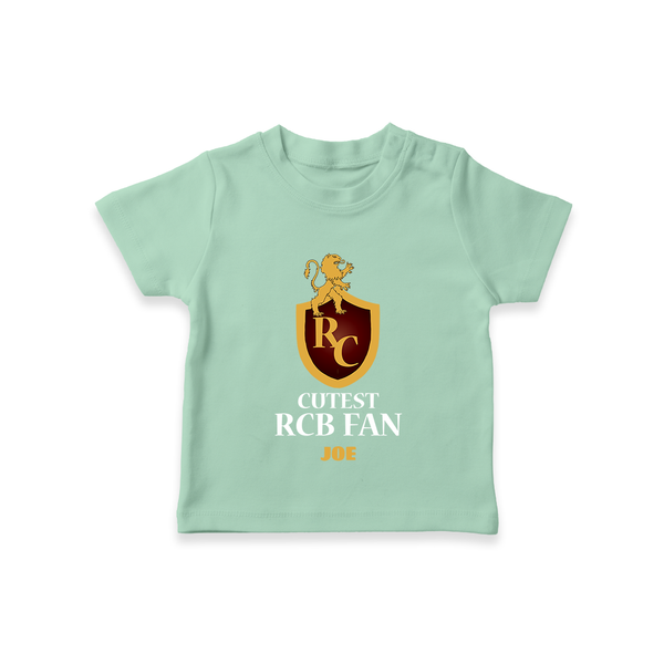 Cutest RCB Fan - Turn Every IPL Moment Into A Style Statement With Our Customized IPL-Themed T-Shirt For Kids With Name - MINT GREEN - 0-5 Months Old (Chest 17")