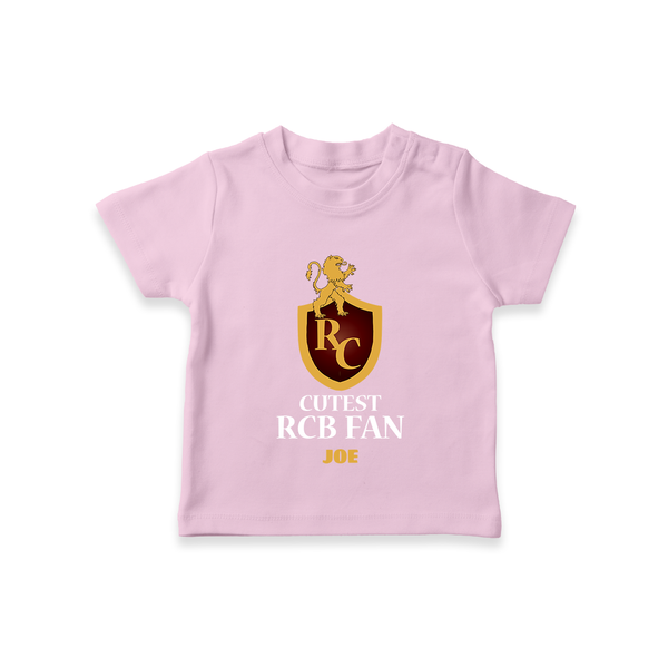 Cutest RCB Fan - Turn Every IPL Moment Into A Style Statement With Our Customized IPL-Themed T-Shirt For Kids With Name - PINK - 0-5 Months Old (Chest 17")