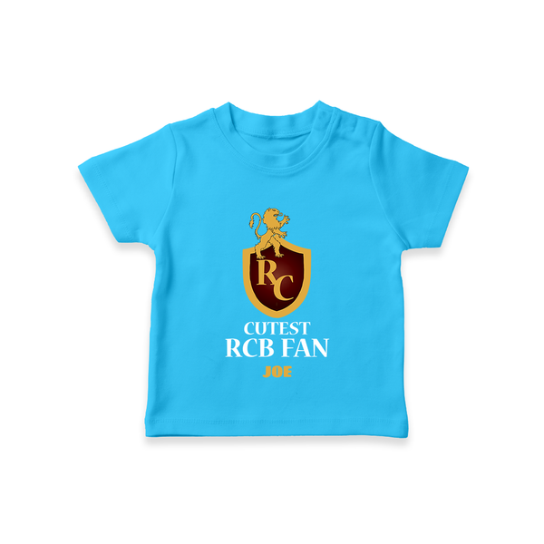 Cutest RCB Fan - Turn Every IPL Moment Into A Style Statement With Our Customized IPL-Themed T-Shirt For Kids With Name - SKY BLUE - 0-5 Months Old (Chest 17")