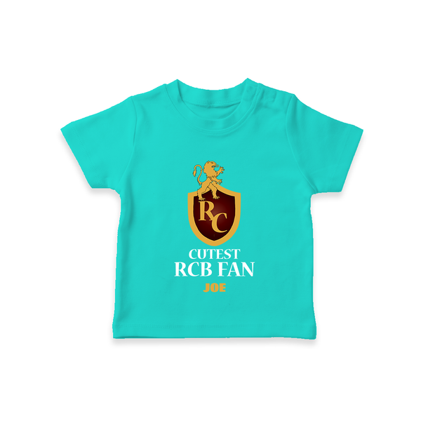 Cutest RCB Fan - Turn Every IPL Moment Into A Style Statement With Our Customized IPL-Themed T-Shirt For Kids With Name - TEAL - 0-5 Months Old (Chest 17")