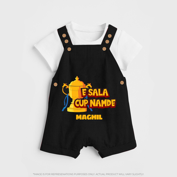 E Sala Cup Namde - Turn Every IPL Moment Into A Style Statement With Our Customized IPL-Themed Dungaree For Kids With Name - BLACK - 0 - 5 Months Old (Chest 18")