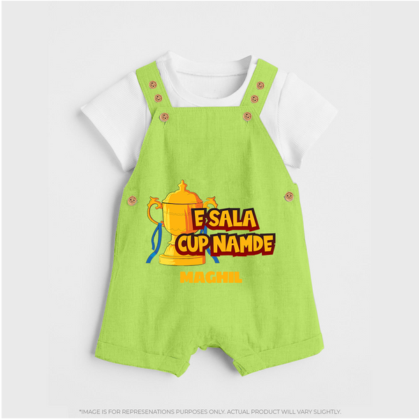 E Sala Cup Namde - Turn Every IPL Moment Into A Style Statement With Our Customized IPL-Themed Dungaree For Kids With Name - GREEN - 0 - 5 Months Old (Chest 18")
