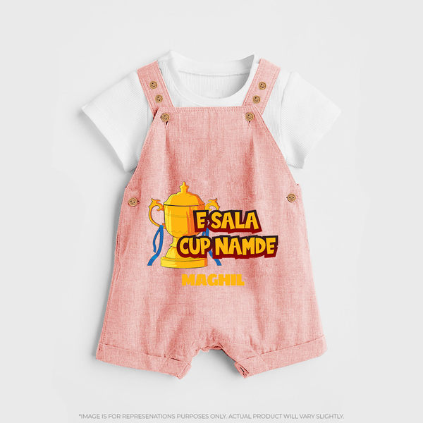 E Sala Cup Namde - Turn Every IPL Moment Into A Style Statement With Our Customized IPL-Themed Dungaree For Kids With Name - PEACH - 0 - 5 Months Old (Chest 18")