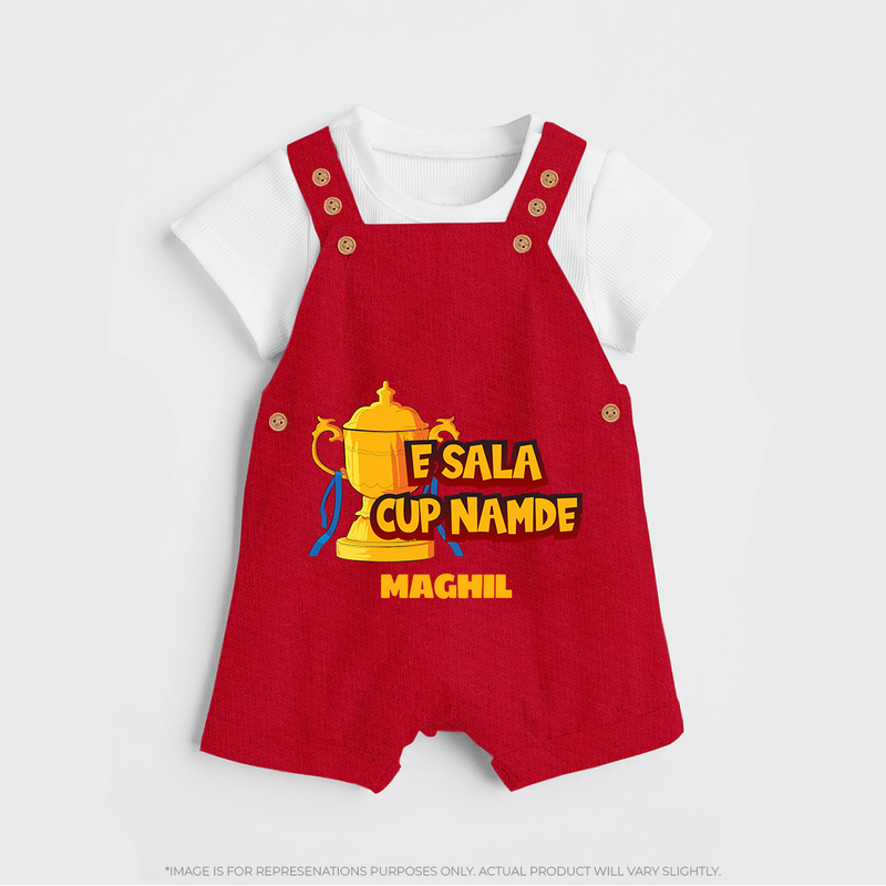 E Sala Cup Namde - Turn Every IPL Moment Into A Style Statement With Our Customized IPL-Themed Dungaree For Kids With Name - RED - 0 - 5 Months Old (Chest 18")
