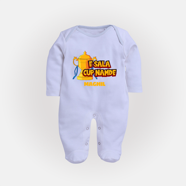 E Sala Cup Namde - Turn Every IPL Moment Into A Style Statement With Our Customized IPL-Themed Sleep Suit For Babies With Name - BABY BLUE - New Born (Chest 7.5")
