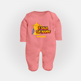 E Sala Cup Namde - Turn Every IPL Moment Into A Style Statement With Our Customized IPL-Themed Sleep Suit For Babies With Name - PEACH - New Born (Chest 7.5")