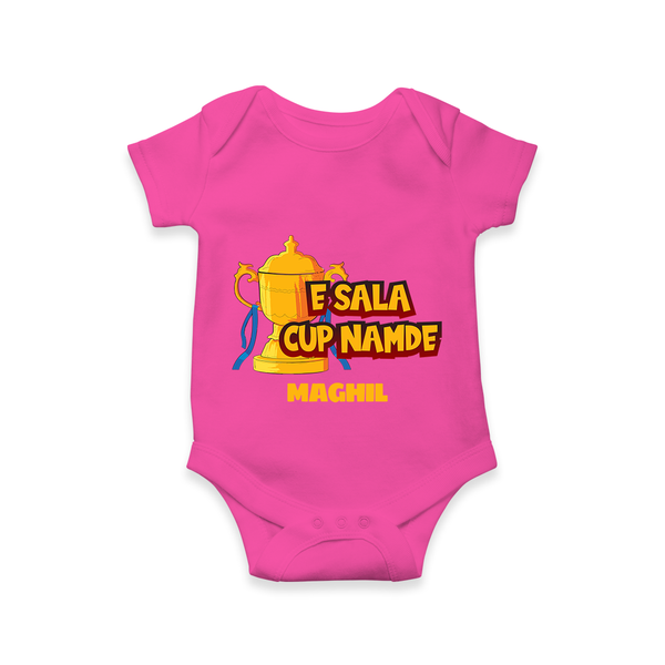 E Sala Cup Namde - Turn Every IPL Moment Into A Style Statement With Our Customized IPL-Themed Romper For Babies With Name - HOT PINK - 0 - 3 Months Old (Chest 16")