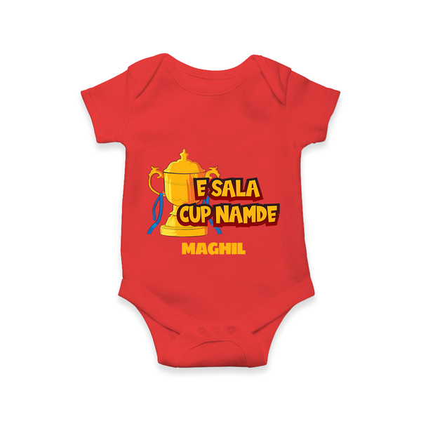 E Sala Cup Namde - Turn Every IPL Moment Into A Style Statement With Our Customized IPL-Themed Romper For Babies With Name - RED - 0 - 3 Months Old (Chest 16")