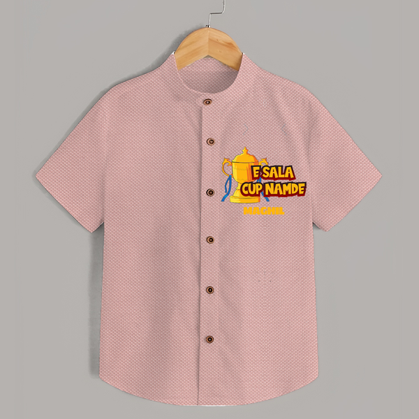E Sala Cup Namde - Turn Every IPL Moment Into A Style Statement With Our Customized IPL-Themed Shirt For Kids With Name - PEACH - 0 - 6 Months Old (Chest 23")