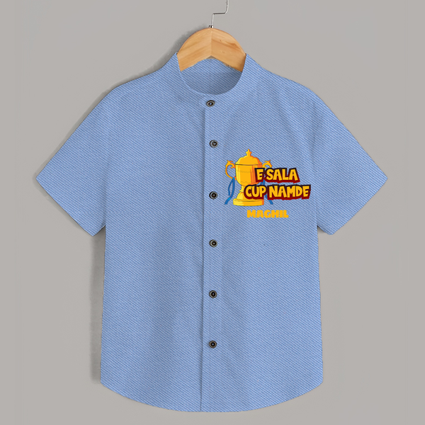 E Sala Cup Namde - Turn Every IPL Moment Into A Style Statement With Our Customized IPL-Themed Shirt For Kids With Name - SKY BLUE - 0 - 6 Months Old (Chest 23")