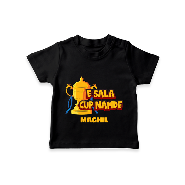 E Sala Cup Namde - Turn Every IPL Moment Into A Style Statement With Our Customized IPL-Themed T-Shirt For Kids With Name - BLACK - 0-5 Months Old (Chest 17")