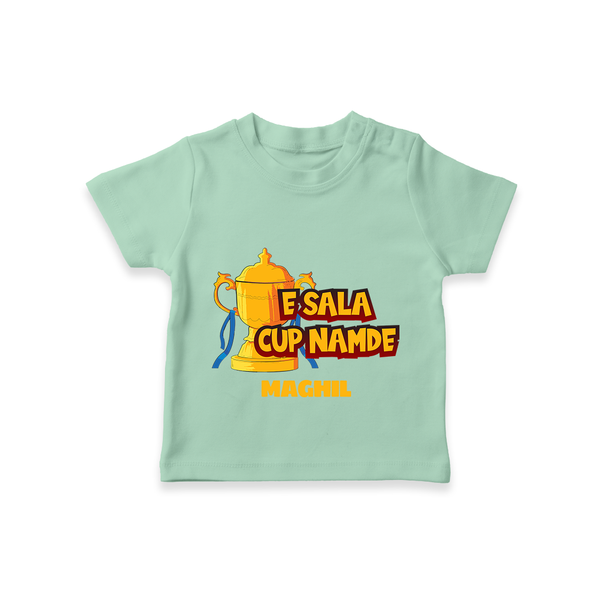 E Sala Cup Namde - Turn Every IPL Moment Into A Style Statement With Our Customized IPL-Themed T-Shirt For Kids With Name - MINT GREEN - 0-5 Months Old (Chest 17")