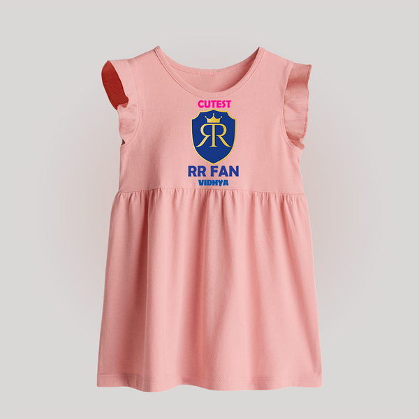 Cutest RR Fan - Make Every Match Day Special With Our Customized IPL-Themed Baby Frock For Babies With Name - BABY PINK - 0 - 3 Months Old (Chest 17")