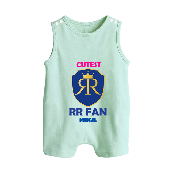 Cutest RR Fan - Make Every Match Day Special With Our Customized IPL-Themed Romper Suit For Babies With Name - MINT GREEN - 0 - 5 Months Old (Chest 18")