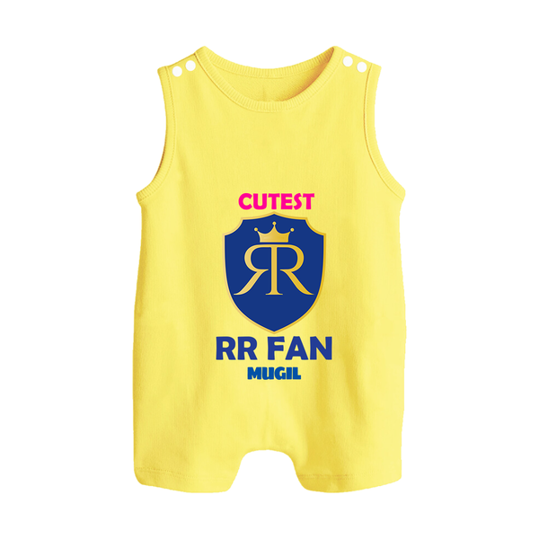 Cutest RR Fan - Make Every Match Day Special With Our Customized IPL-Themed Romper Suit For Babies With Name - PASTEL YELLOW - 0 - 5 Months Old (Chest 18")