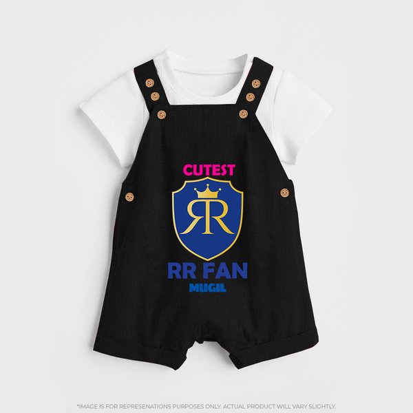 Cutest RR Fan - Make Every Match Day Special With Our Customized IPL-Themed Dungaree For Kids With Name - BLACK - 0 - 5 Months Old (Chest 18")