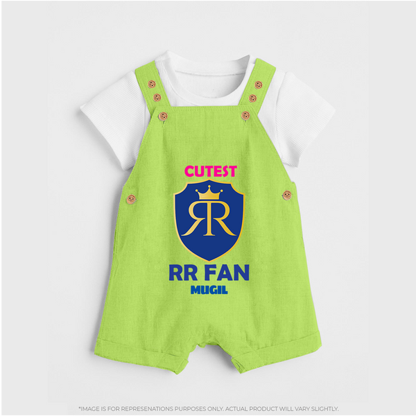 Cutest RR Fan - Make Every Match Day Special With Our Customized IPL-Themed Dungaree For Kids With Name - GREEN - 0 - 5 Months Old (Chest 18")