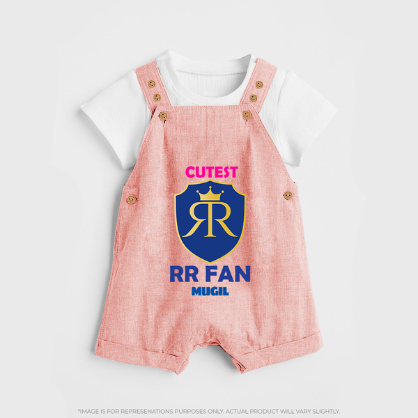Cutest RR Fan - Make Every Match Day Special With Our Customized IPL-Themed Dungaree For Kids With Name - PEACH - 0 - 5 Months Old (Chest 18")