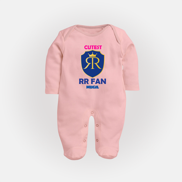 Cutest RR Fan - Make Every Match Day Special With Our Customized IPL-Themed Sleep Suit For Babies With Name - BABY PINK - New Born (Chest 7.5")
