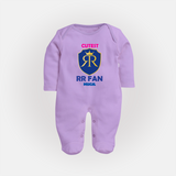 Cutest RR Fan - Make Every Match Day Special With Our Customized IPL-Themed Sleep Suit For Babies With Name - LILAC - New Born (Chest 7.5")