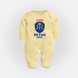 Cutest RR Fan - Make Every Match Day Special With Our Customized IPL-Themed Sleep Suit For Babies With Name - PASTEL YELLOW - New Born (Chest 7.5")
