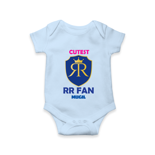 Cutest RR Fan - Make Every Match Day Special With Our Customized IPL-Themed Romper For Babies With Name - BABY BLUE - 0 - 3 Months Old (Chest 16")