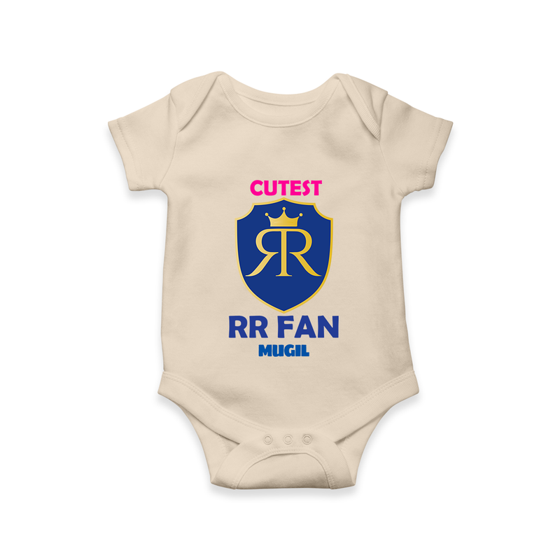Cutest RR Fan - Make Every Match Day Special With Our Customized IPL-Themed Romper For Babies With Name - IVORY - 0 - 3 Months Old (Chest 16")