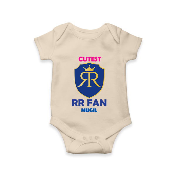 Cutest RR Fan - Make Every Match Day Special With Our Customized IPL-Themed Romper For Babies With Name - IVORY - 0 - 3 Months Old (Chest 16")