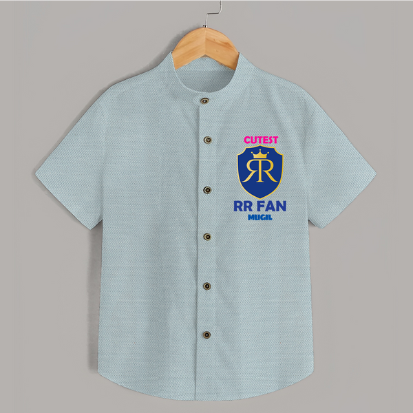 Cutest RR Fan - Make Every Match Day Special With Our Customized IPL-Themed Shirt For Kids With Name - ARCTIC BLUE - 0 - 6 Months Old (Chest 23")