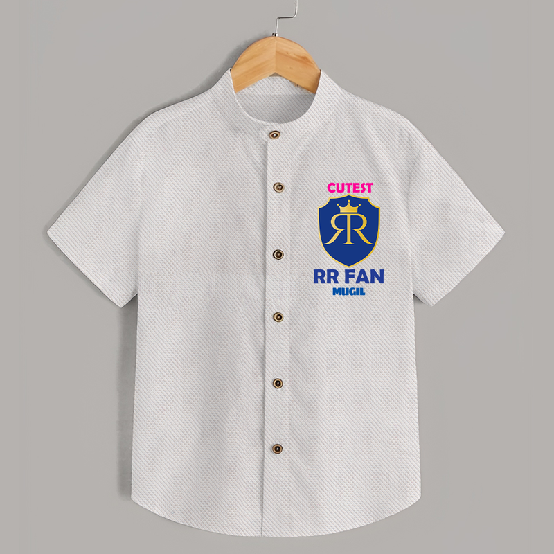 Cutest RR Fan - Make Every Match Day Special With Our Customized IPL-Themed Shirt For Kids With Name - WHITE - 0 - 6 Months Old (Chest 23")