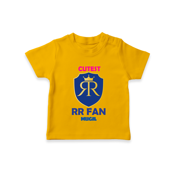 Cutest RR Fan - Make Every Match Day Special With Our Customized IPL-Themed T-Shirt For Kids With Name - CHROME YELLOW - 0-5 Months Old (Chest 17")