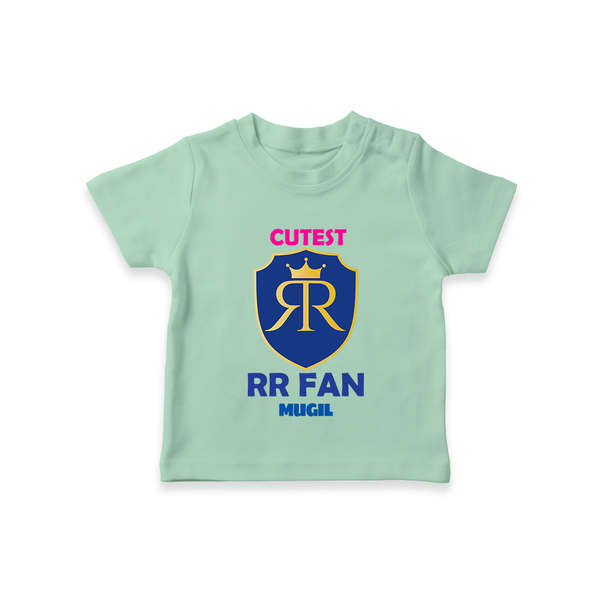 Cutest RR Fan - Make Every Match Day Special With Our Customized IPL-Themed T-Shirt For Kids With Name - MINT GREEN - 0-5 Months Old (Chest 17")