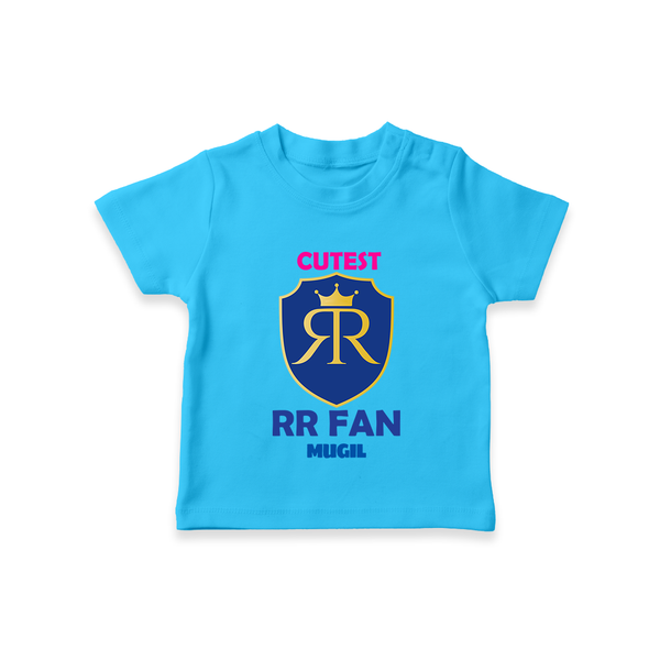 Cutest RR Fan - Make Every Match Day Special With Our Customized IPL-Themed T-Shirt For Kids With Name - SKY BLUE - 0-5 Months Old (Chest 17")