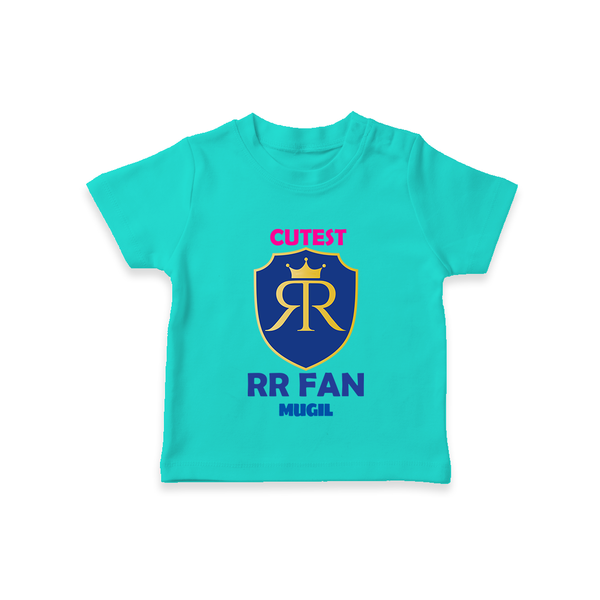 Cutest RR Fan - Make Every Match Day Special With Our Customized IPL-Themed T-Shirt For Kids With Name - TEAL - 0-5 Months Old (Chest 17")