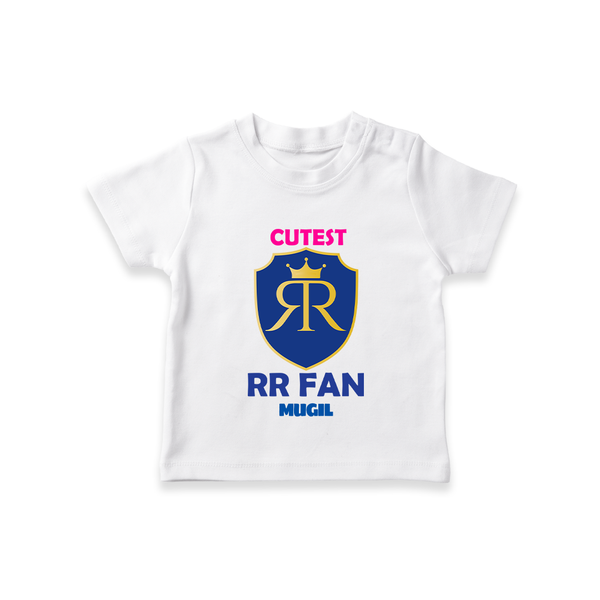 Cutest RR Fan - Make Every Match Day Special With Our Customized IPL-Themed T-Shirt For Kids With Name - WHITE - 0-5 Months Old (Chest 17")