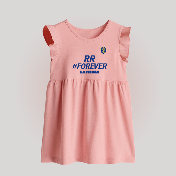 RR #Forever - Make Every Match Day Special With Our Customized IPL-Themed Baby Frock For Babies With Name - BABY PINK - 0 - 3 Months Old (Chest 17")