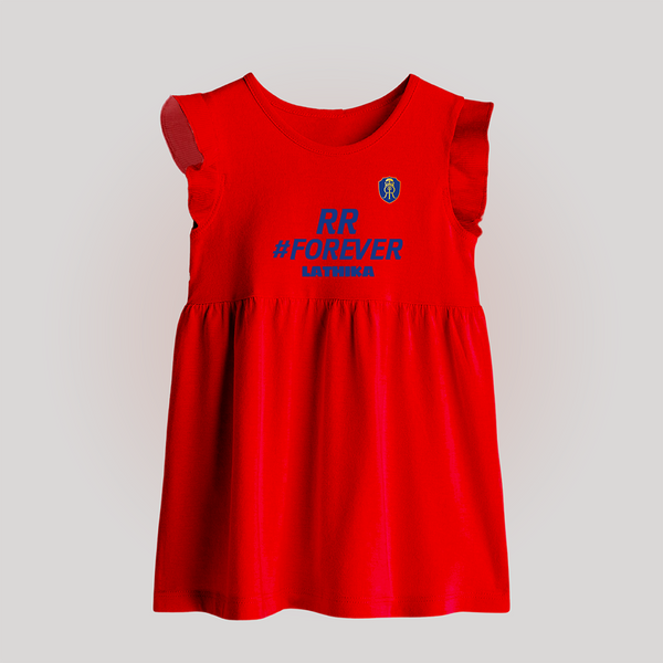 RR #Forever - Make Every Match Day Special With Our Customized IPL-Themed Baby Frock For Babies With Name - RED - 0 - 3 Months Old (Chest 17")