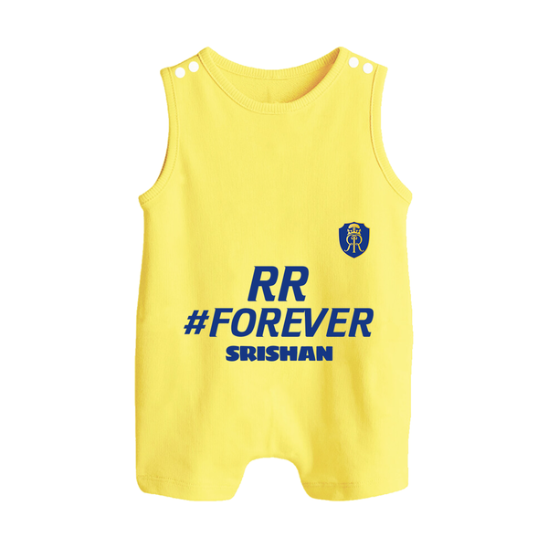 RR #Forever - Make Every Match Day Special With Our Customized IPL-Themed Romper Suit For Babies With Name - PASTEL YELLOW - 0 - 5 Months Old (Chest 18")
