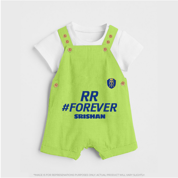 RR #Forever - Make Every Match Day Special With Our Customized IPL-Themed Dungaree For Kids With Name - GREEN - 0 - 5 Months Old (Chest 18")