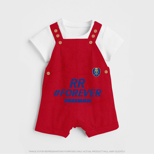 RR #Forever - Make Every Match Day Special With Our Customized IPL-Themed Dungaree For Kids With Name - RED - 0 - 5 Months Old (Chest 18")
