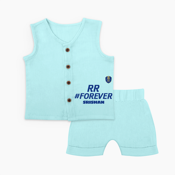 RR #Forever - Make Every Match Day Special With Our Customized IPL-Themed Jabla Set For Babies With Name - BABY BLUE - 0 - 3 Months Old (Chest 9.8")