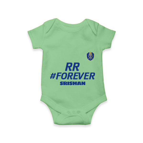 RR #Forever - Make Every Match Day Special With Our Customized IPL-Themed Romper For Babies With Name - GREEN - 0 - 3 Months Old (Chest 16")