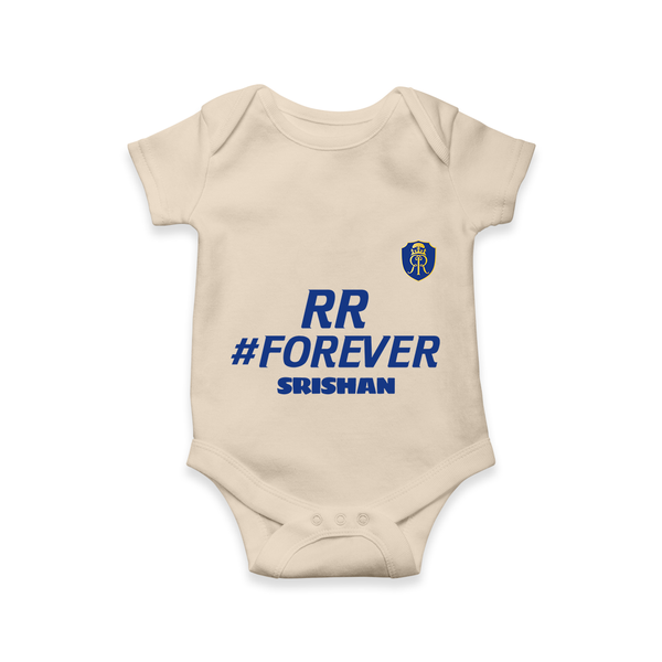 RR #Forever - Make Every Match Day Special With Our Customized IPL-Themed Romper For Babies With Name - IVORY - 0 - 3 Months Old (Chest 16")