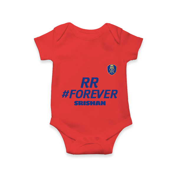 RR #Forever - Make Every Match Day Special With Our Customized IPL-Themed Romper For Babies With Name - RED - 0 - 3 Months Old (Chest 16")
